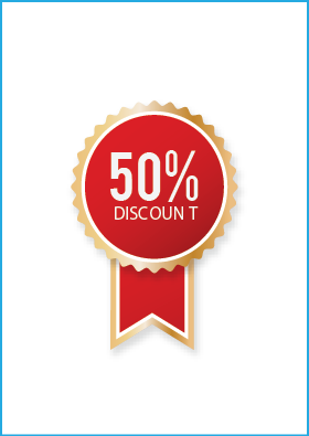 50% Discount stickers 24mm x 34mm